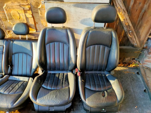 FOTELE WNĘTRZE MERCEDES W211 SKÓRA CZARNE KOMPLET