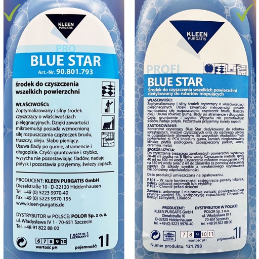 Моющая жидкость Blue Star 2л, безопасная ДЛЯ РОБОТОВ-пылесосов, набор для мытья полов
