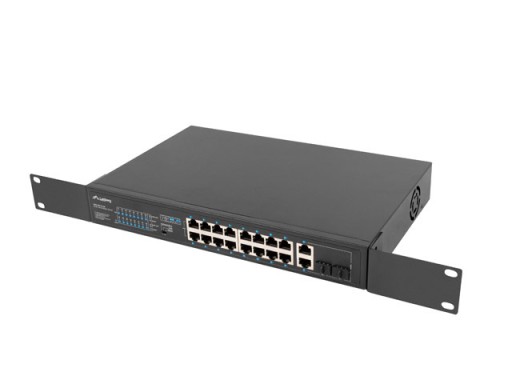 КОММУТАТОРНАЯ СТОЙКА 16x100 МБ POE+/2X COMBO 19 дюймов, 250 Вт