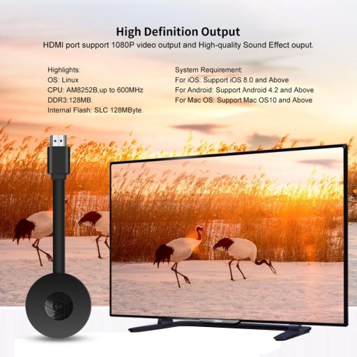 BEZPRZEWODOWY ADAPTER WIFI HDMI MIRRORSCREEN 2w1