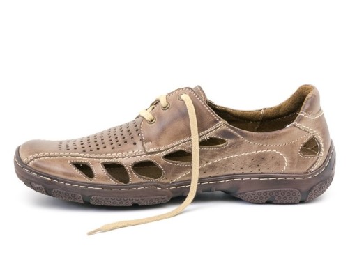 Buty Męskie Skórzane Polskie Wiązane Letnie JOKER 221 Brązowe Rozmiar 40