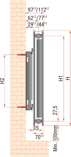 Stalowy Grzejnik Panelowy Moc.Boczne 40x90cmTYP22