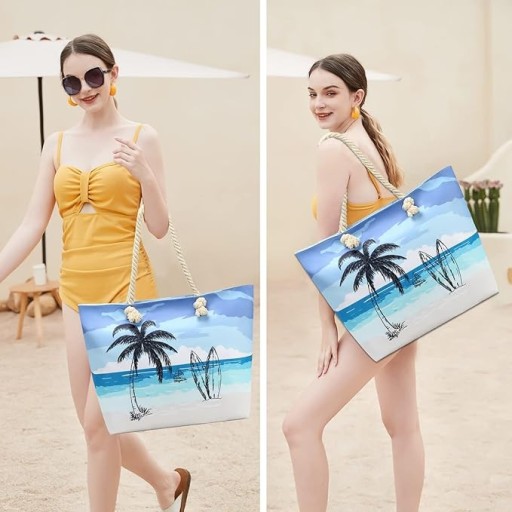 TORBA PLAŻOWA Z UCHWYTEM ZAPINANA ZAMEK SHOPPER TOREBKA NA PLAŻĘ PIKNIK MIX