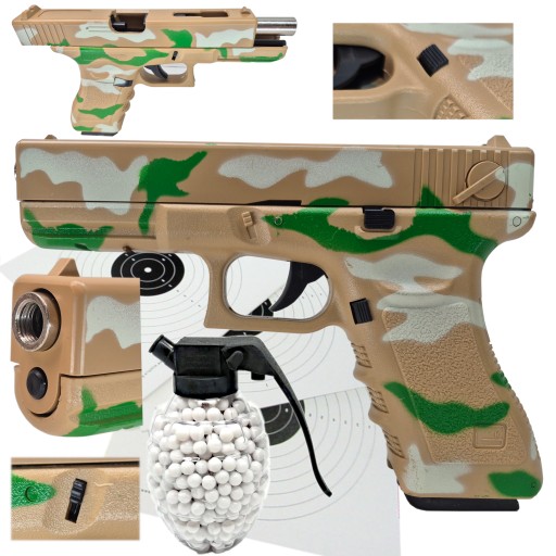 GLOCK 17 Replika ASG Pistolet na KULKI wersja wojskowa 6mm+ Granat + Tarcze