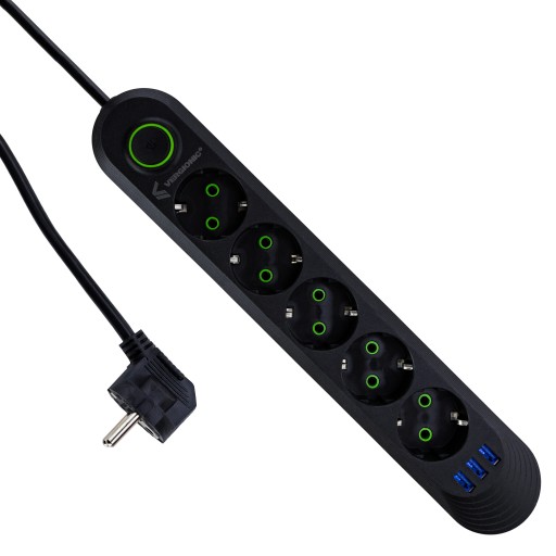 УДЛИНИТЕЛЬ USB 5М Удлинитель питания 5 РОЗЕТОК 3 КНОПКИ USB ДЛЯ ПРОТИВ ПЕРЕНАПРЯЖЕНИЯ