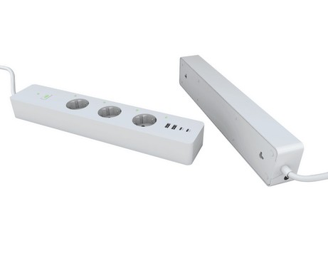 Удлинитель WIFI с измерением тока, 3 розетки переменного тока, 2 розетки USB C, WOOX