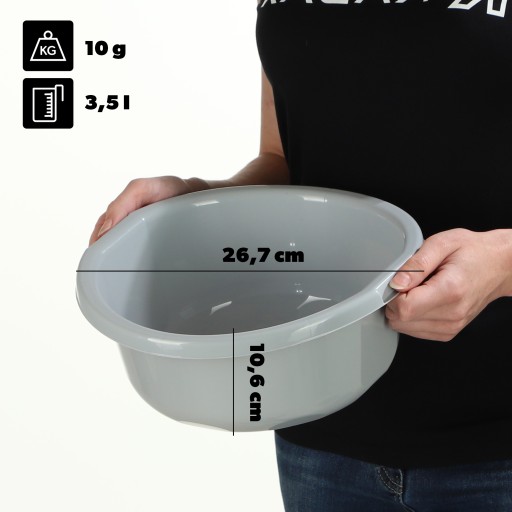 MISKA PLASTIKOWA NA PRANIE 3,5L OKRĄGŁA MIEDNICA POJEMNIK Z UCHWYTAMI