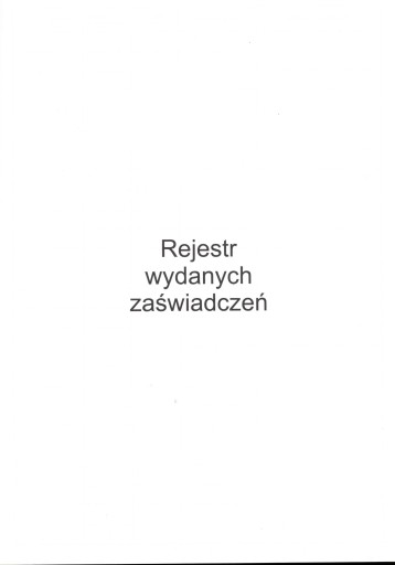 Rejestr wydanych zaświadczeń