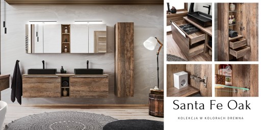 SANTA FE OAK Zestaw mebli łazienkowych 180-1 Dąb
