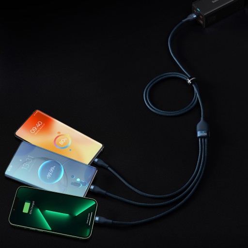 BASEUS USB-C-кабель 3-в-1, быстрая зарядка 66 Вт, 1,2 м