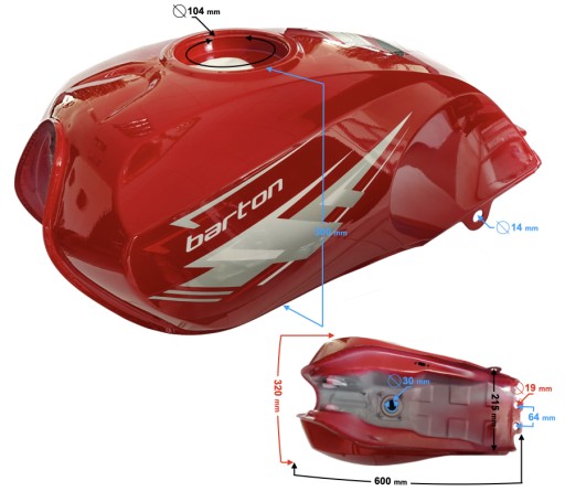 Красный топливный бак-истребитель 2 MotoGeneric