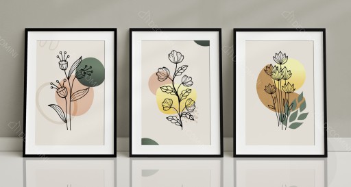 Liście zestaw 3 plakaty 21x30 do salonu sypialni