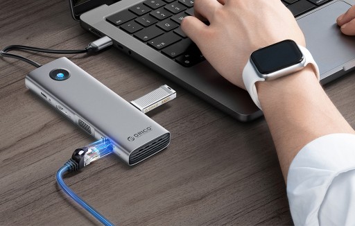 АДАПТЕР-концентратор ORICO USB-C 3.0 3X USB HDMI VGA РАЗЪЕМ RJ45 LAN SD USB-C