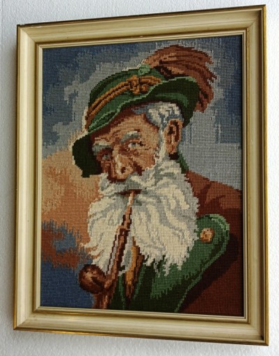 Стильная Картина Тканый Гобелен Лесник Охотник Рамка Дерево 50,5 x 40,5 см