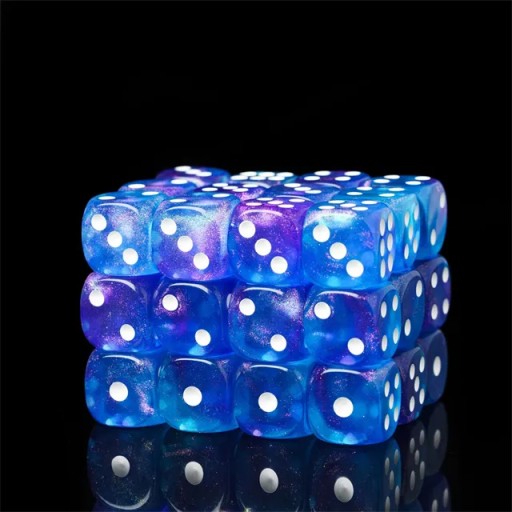 ZESTAW 2 KOSTEK K6 RPG KOŚĆ SZEŚCIOŚCIENNA KSIĘŻYCOWA MGŁA 1,6 CM