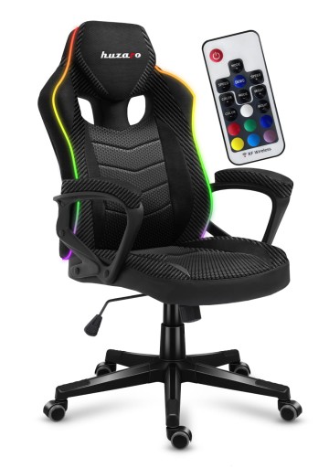 HUZARO ОФИСНОЕ ИГРОВОЕ КРЕСЛО С RGB LED-подсветкой + ПУЛЬТ ДИСТАНЦИОННОГО УПРАВЛЕНИЯ HUZARO PL