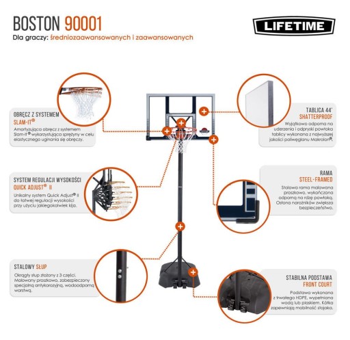 STOJAK DO GRY W KOSZYKÓWKĘ BOSTON 90001 LIFETIME