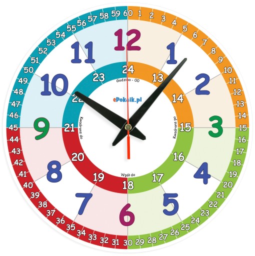 Детские обучающие настенные часы NPG, бесшумные, ШИРОКИЕ СТРЕЛКИ (L2)