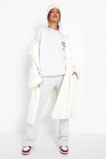 BOOHOO SPODNIE DRESOWE ROZSZERZANA NOGAWKA GREY XS
