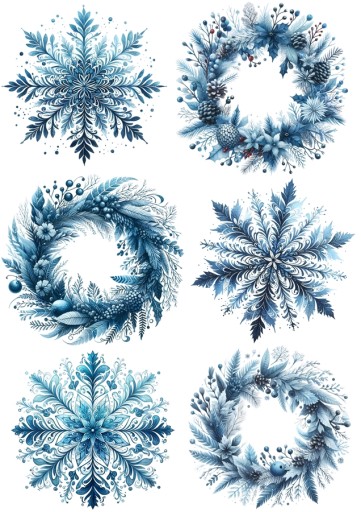 Papier klasyczny A4 decoupage Artando Śnieżynki płatki gwiazdki wianki