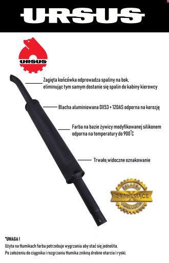 Tłumik długi 1460mm MF3 3512 2812 ORYGINAŁ URSUS