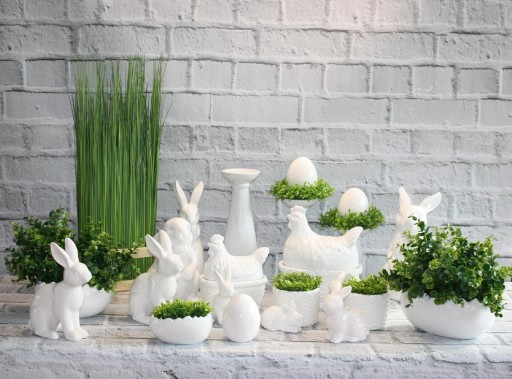 Zając zajączek ceramiczny biały H22 DEcodomi