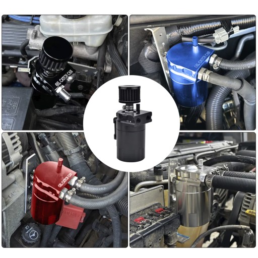 OIL CATCH TANK BLACK — масляный сепаратор, комплект с фильтром, патрубки 10 и 15 мм, 3Ccc