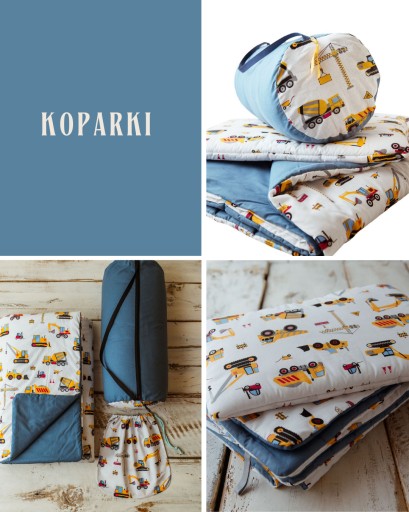 3W1 KOCYK 160X200 POŚCIEL Z WYPEŁNIENIEM PRZEDSZKOLA ŻŁOBKA BAWEŁN KOPARKI