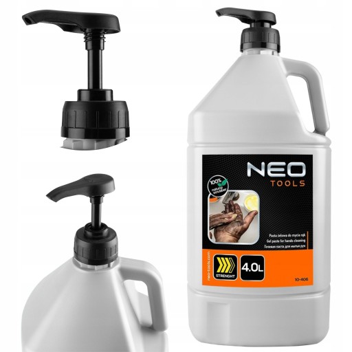 NEO ŻELOWA ŻÓŁTA PASTA DO MYCIA RĄK TRUDNY BRUD 4L BUTELKA Z POMPKĄ 10-406