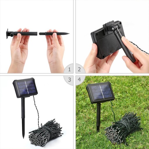 słoneczne diody led string 100 świateł Biały