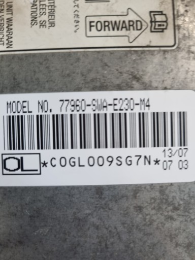 77960-swa-E230-M4 HONDA CR-V III 07-11 ДАТЧИК КОНТРОЛЛЕРА ПОДУШКИ CRV