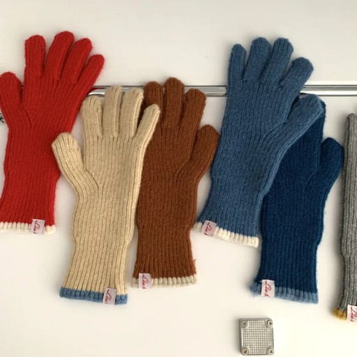Pure Color Knitted Woolen Gloves Female Winter Screen Student Riding Split