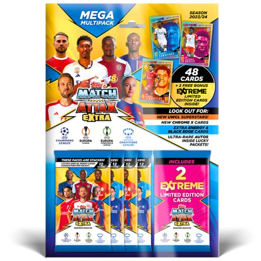 Пакеты футбольных карточек Match Attax Extra Multipack Mega 2024 Topps
