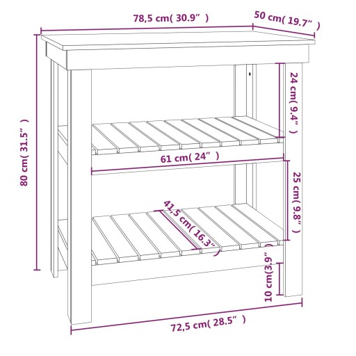VidaXL Рабочий стол, 78,5x50x80 см, массив сосны
