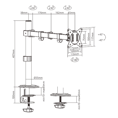 Uchwyt monitora Spacetronik SPA-112