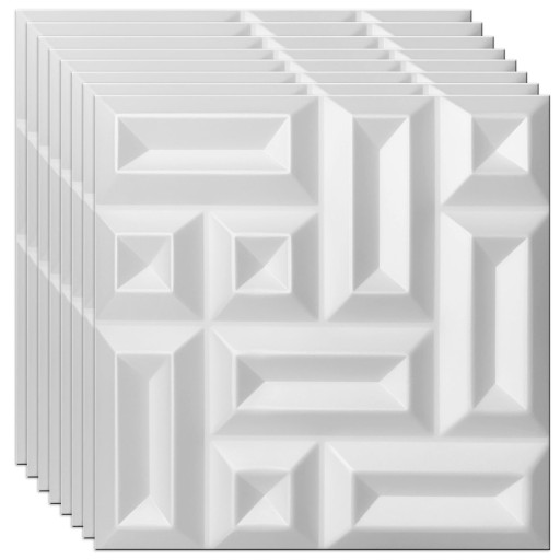 BIAŁE Square PANELE ŚCIENNE KASETONY 3D 2m2/8 szt