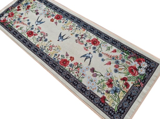 BIEŻNIK NA STÓŁ ŁAWĘ 40x100 cm W KWIATY PTAKI