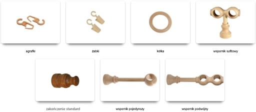 KARNISZ DREWNIANY 28 mm pojedynczy dąb jasny 360 c