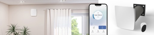 Компактная настенная установка рекуперации тепла KERS+25 100 с дистанционным управлением, датчик влажности 25м3/ч