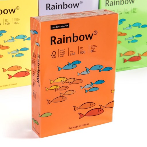 Papier ksero Rainbow A4 80g 500ark pomarańczowy x2