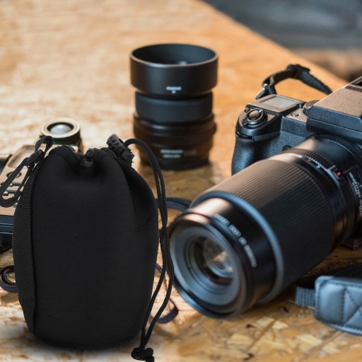 NEOPRENOWE ETUI NA OBIEKTYWY DO APARATÓW, OBIEKTYWY, ETUI DSLR, SZNURKI ŚCIĄGAJĄCE, RYBIE OKO 2X