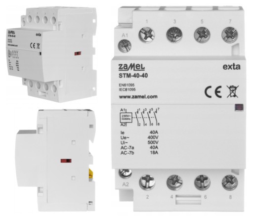 Контактор Zamel 40А, 4xНО, 230В AC | СТМ-40-40