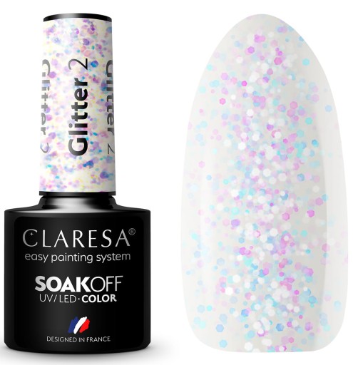 Гибридный лак для ногтей Claresa 2 голографические частицы