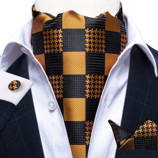 Мужской комплект жаккардовых шалей Ascot, запонки POCKET CHECK, доставка24