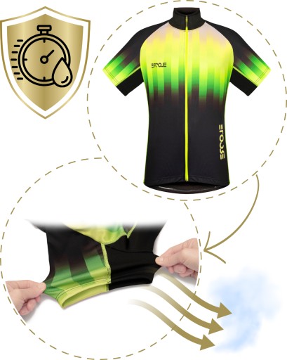 Bluzka koszulka rowerowa PRZEDŁUŻANY TYŁ KIESZEŃ ODBLASK ZAMEK unisex 3XL