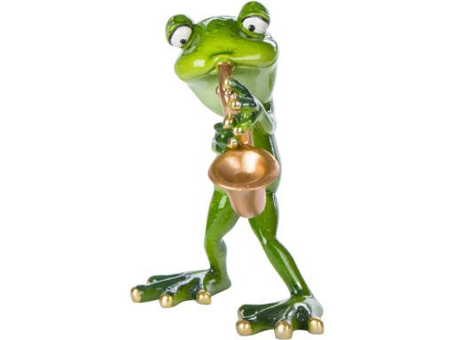 Ozdobna Figurka 14,5 x 8 x 9 cm - Żaba Saksofonista Muzyk z saksofonem