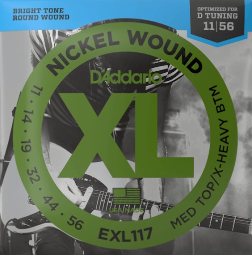 Струны для электрогитары EXL117 11–56 с никелевой обмоткой Outfit D D'Addario