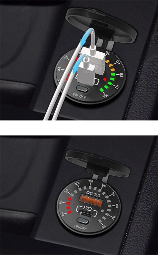 АВТОМОБИЛЬНЫЙ ВОЛЬТМЕТР С ЗАРЯДКОЙ USB ВСТРОЕННОЕ ЗАРЯДНОЕ УСТРОЙСТВО USB-C 5В 3А