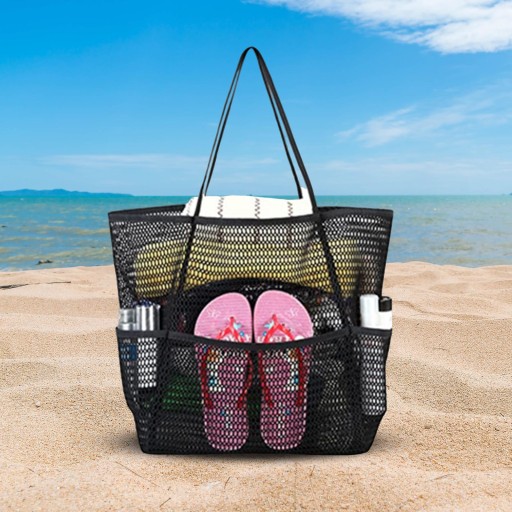 Пляжная сумка Durable Beach Bag Mesh Storage черная