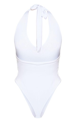 PRETTYLITTLETHING RNH БЕЛОЕ БОДИ С ЗАВЯЗКАМИ, М ВЫРЕЗОМ